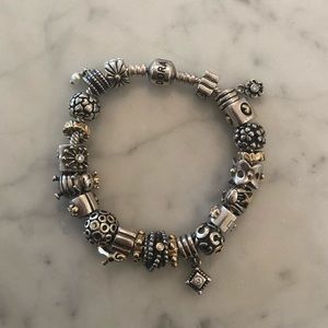 Pandora Charm Bracelet in Silver & Gold
